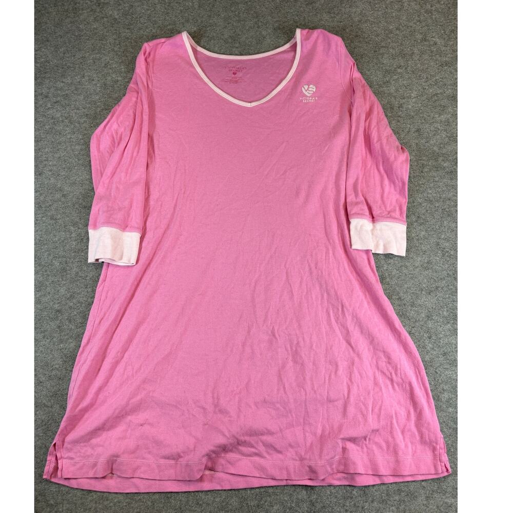 Victorias Secret Mini Dress Women XL Pink 3/4 Sleeve Lounge Nightshirt Sleepwear